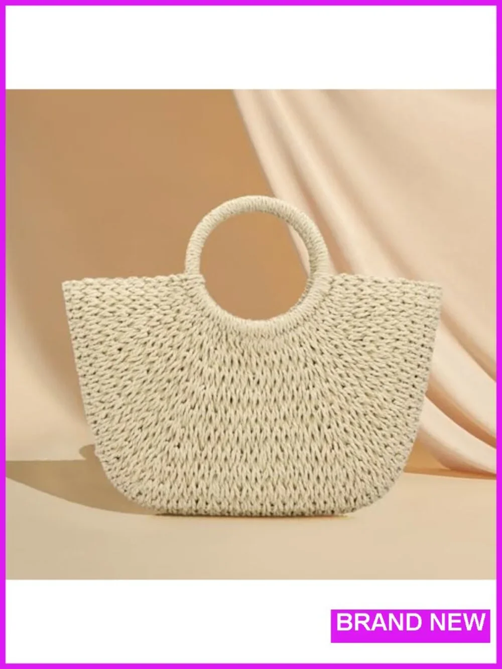 Straw Handwoven Large Hobo Tote Beach Bag with Drawstring Closure